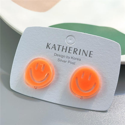 1 Pair Cute Smiley Face Enamel Arylic Ear Cuffs Ear Studs