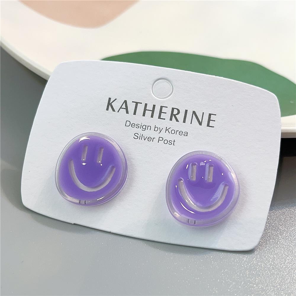 1 Pair Cute Smiley Face Enamel Arylic Ear Cuffs Ear Studs