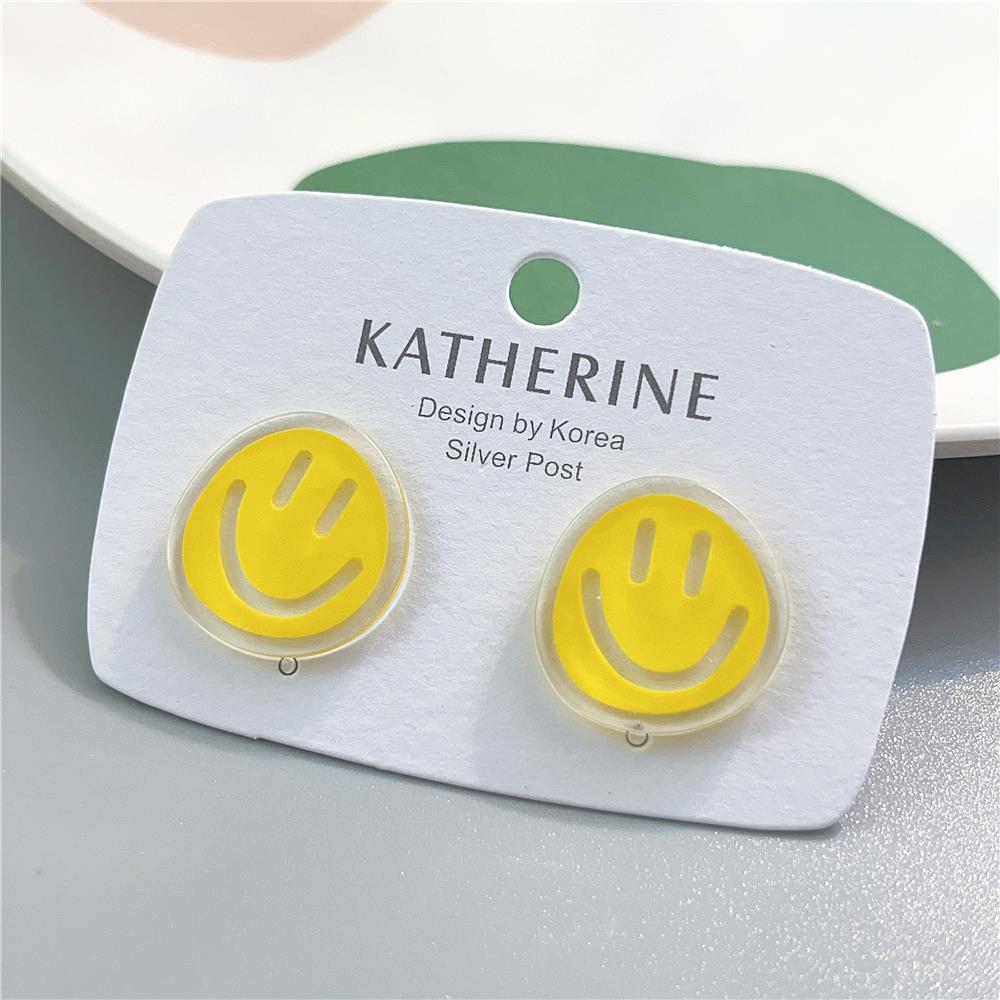 1 Pair Cute Smiley Face Enamel Arylic Ear Cuffs Ear Studs