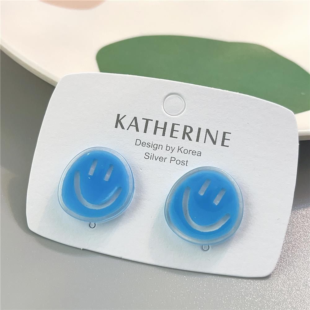 1 Pair Cute Smiley Face Enamel Arylic Ear Cuffs Ear Studs