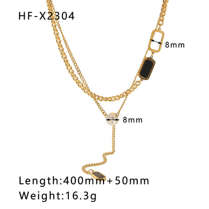 Modern Style Simple Style Eye Bamboo Snake Stainless Steel Enamel Plating Inlay Zircon 18k Gold Plated Pendant Necklace