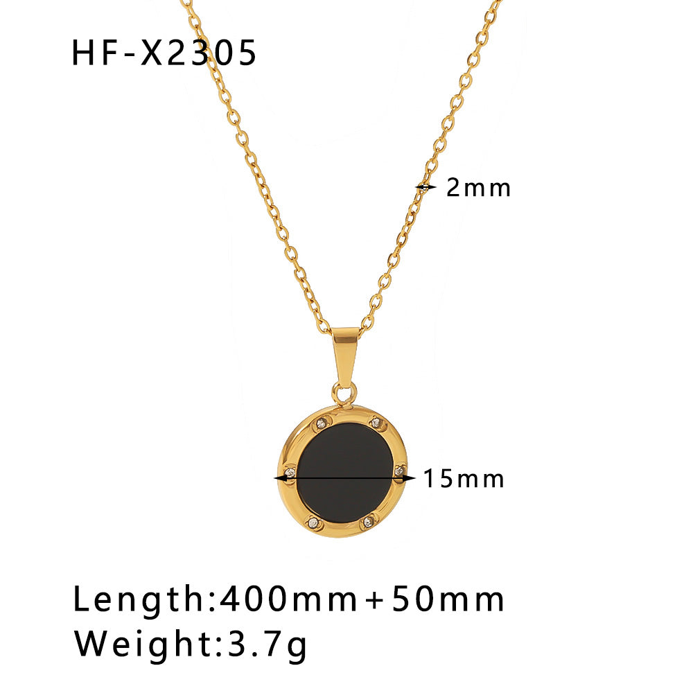 Modern Style Simple Style Eye Bamboo Snake Stainless Steel Enamel Plating Inlay Zircon 18k Gold Plated Pendant Necklace