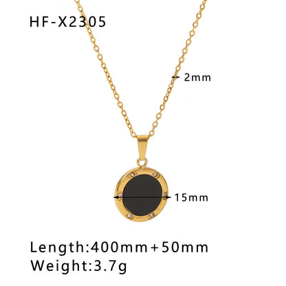 Modern Style Simple Style Eye Bamboo Snake Stainless Steel Enamel Plating Inlay Zircon 18k Gold Plated Pendant Necklace