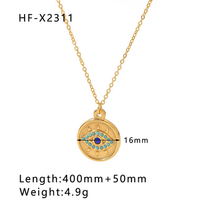 Modern Style Simple Style Eye Bamboo Snake Stainless Steel Enamel Plating Inlay Zircon 18k Gold Plated Pendant Necklace