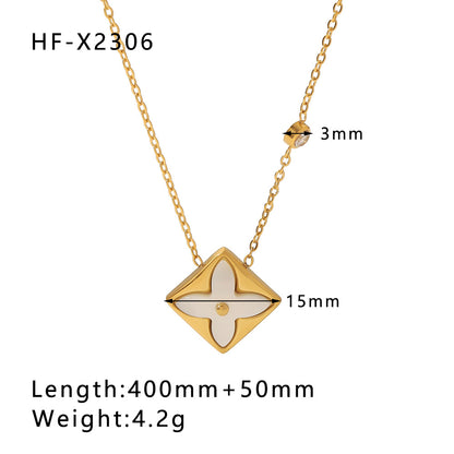 Modern Style Simple Style Eye Bamboo Snake Stainless Steel Enamel Plating Inlay Zircon 18k Gold Plated Pendant Necklace