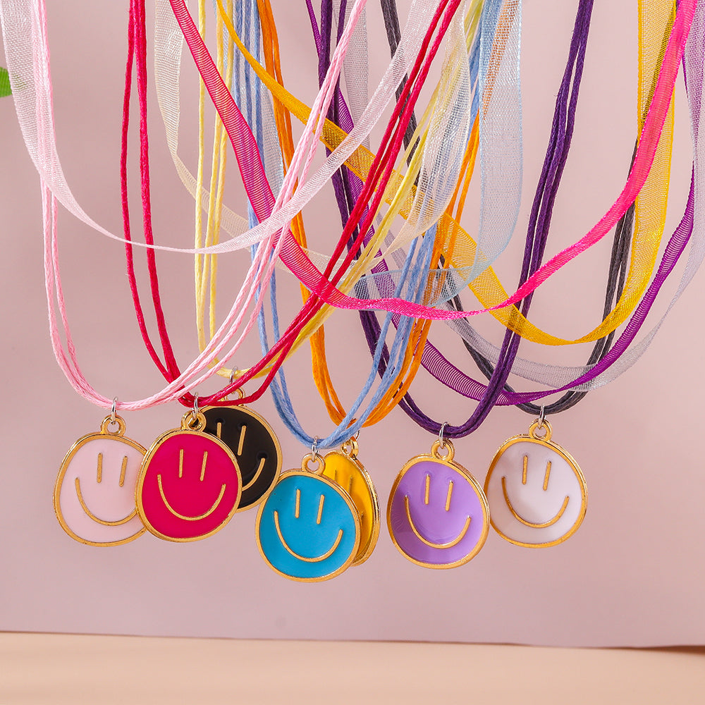 Cute Smiley Face Synthetic Fibre Wholesale Pendant Necklace