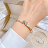 Simple Style Round Devil's Eye Titanium Steel Plating Inlay Zircon Bangle