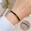 Simple Style Round Devil's Eye Titanium Steel Plating Inlay Zircon Bangle