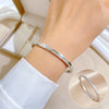 Simple Style Round Devil's Eye Titanium Steel Plating Inlay Zircon Bangle