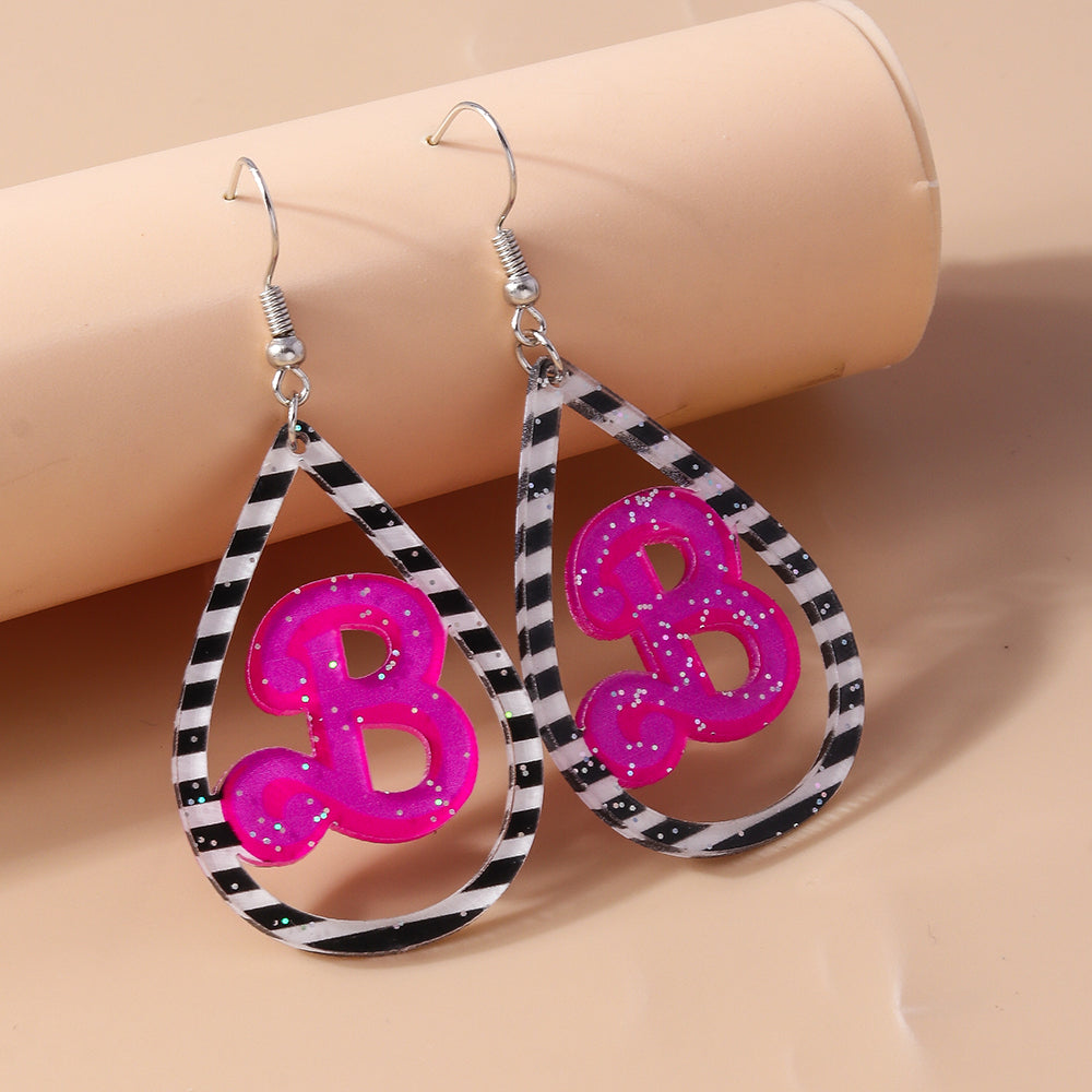 1 Set Cute Simple Style Classic Style Heart Shape Printing Zinc Alloy Drop Earrings