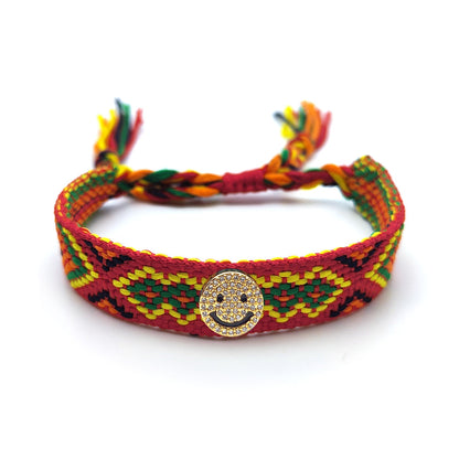 Ethnic Style Smiley Face Polyester Knitting Unisex Drawstring Bracelets