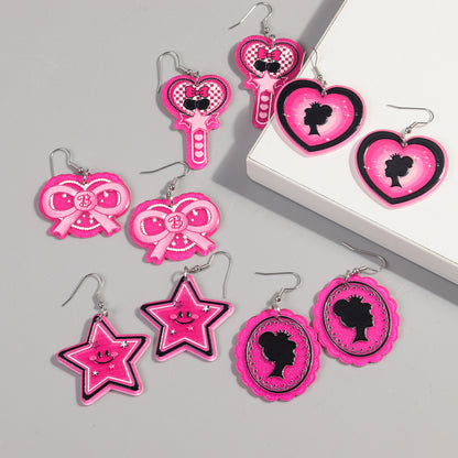 1 Pair Romantic Heart Shape Arylic Drop Earrings