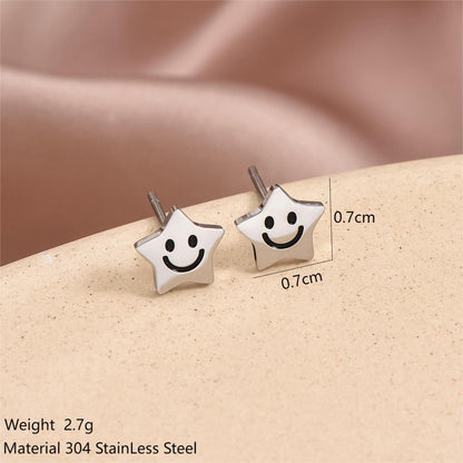 1 Pair Cute Sweet Rabbit Star Fish Bone Epoxy Inlay Stainless Steel Artificial Pearls Zircon Ear Studs