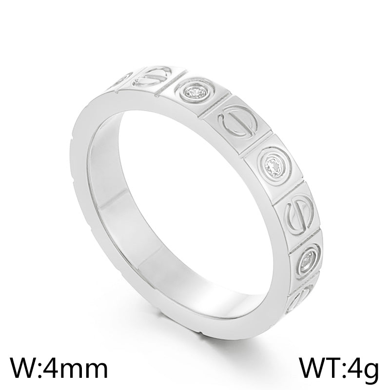 Korean Style Geometric Titanium Steel Rings