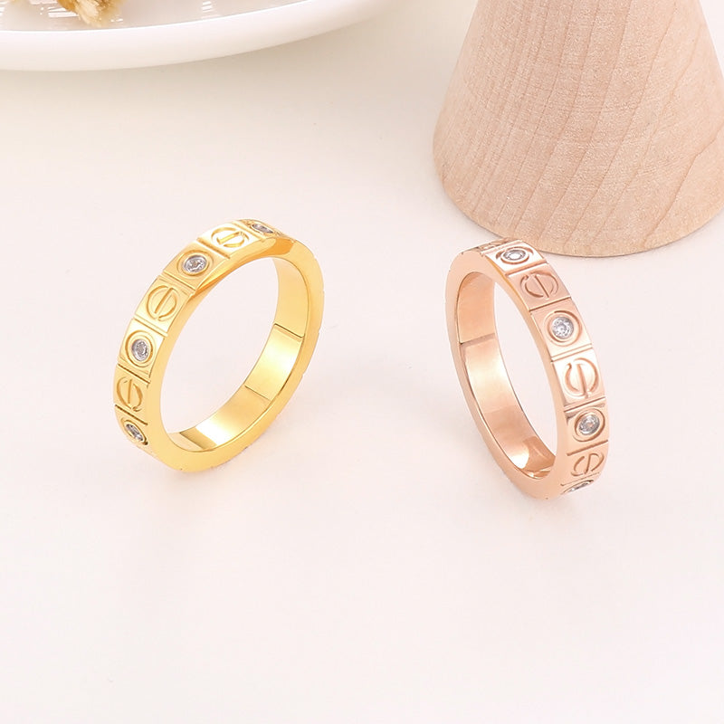 Korean Style Geometric Titanium Steel Rings