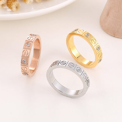 Korean Style Geometric Titanium Steel Rings