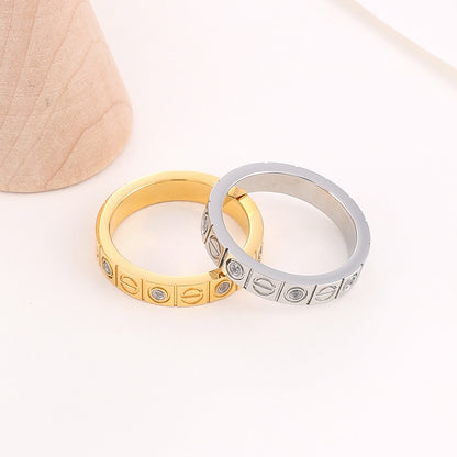 Korean Style Geometric Titanium Steel Rings