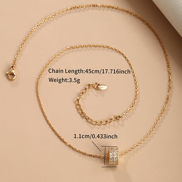 Simple Style Commute Circle Copper Alloy Plating Inlay Artificial Gemstones 24k Gold Plated White Gold Plated Women's Pendant Necklace