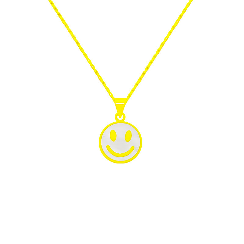 Hip-hop Simple Style Smiley Face Titanium Steel Plating 18k Gold Plated Pendant Necklace