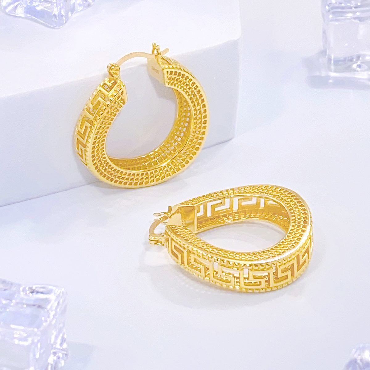 1 Pair Elegant Glam Geometric Plating Sterling Silver Gold Plated Earrings