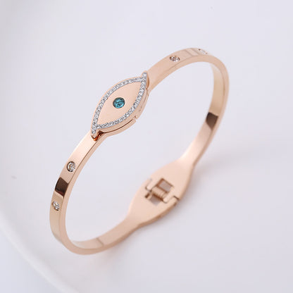 304 Stainless Steel 18K Gold Plated Rose Gold Plated Casual Elegant Plating Inlay Eye Rhinestones Bangle