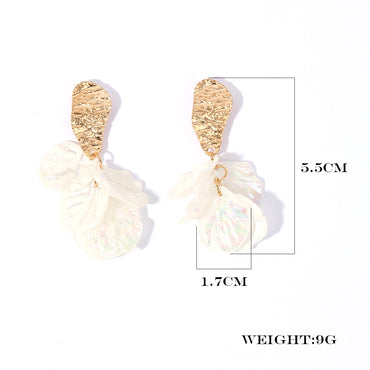 1 Pair Fairy Style Elegant Sweet Petal Arylic Alloy Gold Plated Drop Earrings