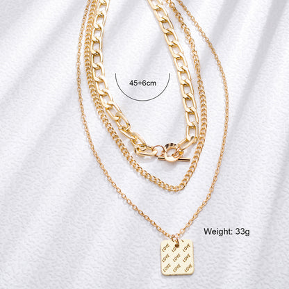 Elegant Devil's Eye Glasses Zinc Alloy Inlay Rhinestones 18K Gold Plated Women's Layered Necklaces