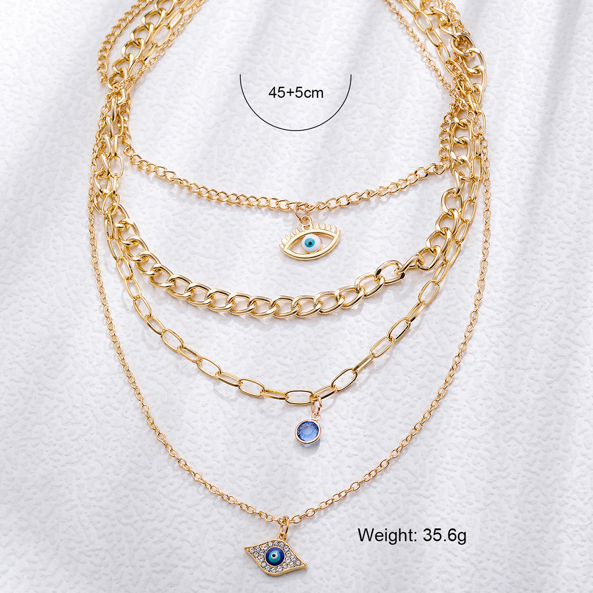 Elegant Devil's Eye Glasses Zinc Alloy Inlay Rhinestones 18K Gold Plated Women's Layered Necklaces