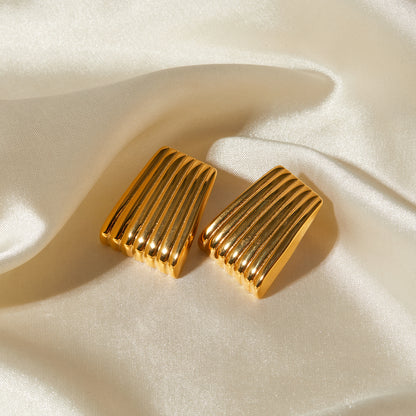1 Pair Simple Style Classic Style Stripe Plating 316 Stainless Steel  18K Gold Plated Ear Studs