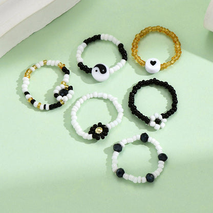 Wholesale Jewelry Simple Style Classic Style Flower Seed Bead Beaded Handmade Rings