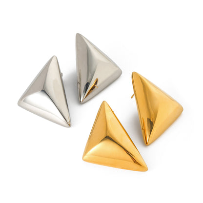 1 Pair Simple Style Classic Style Triangle Plating Stainless Steel 18K Gold Plated Ear Studs
