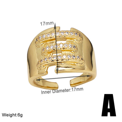 Wholesale Modern Style Simple Style Bear Copper Plating Inlay 18K Gold Plated Zircon Rings