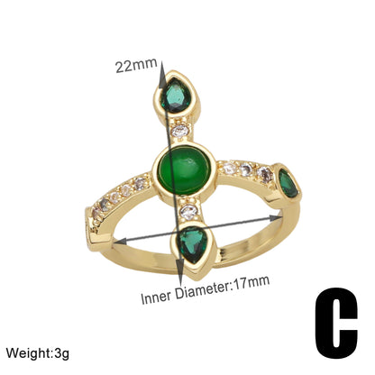 Wholesale Modern Style Simple Style Bear Copper Plating Inlay 18K Gold Plated Zircon Rings