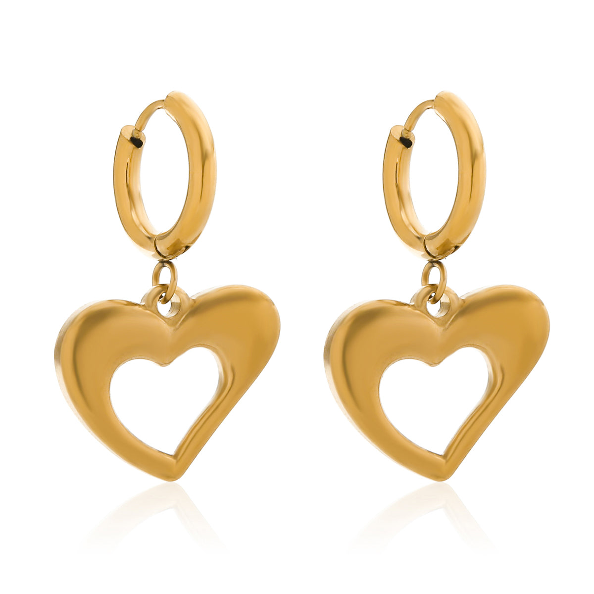 1 Pair Sweet Classic Style Heart Shape Plating 304 Stainless Steel 18K Gold Plated Drop Earrings