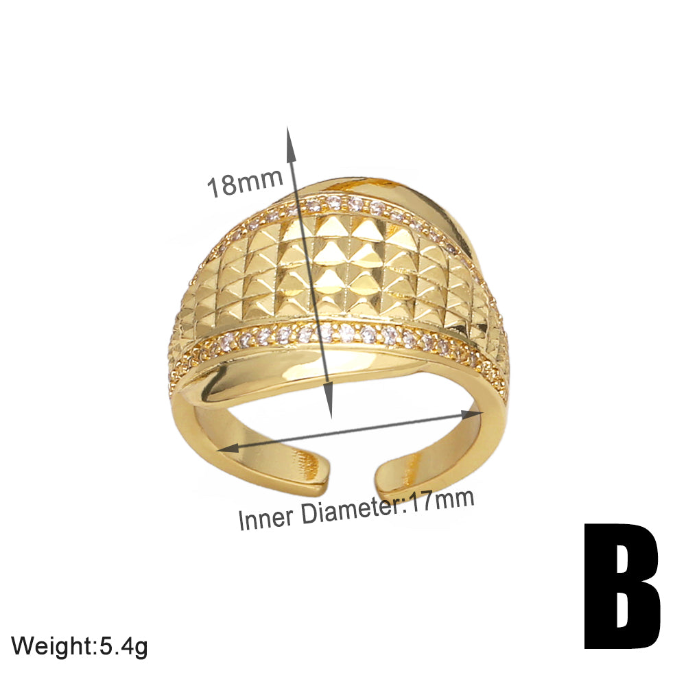 Wholesale Modern Style Simple Style Flower Copper Plating Inlay 18K Gold Plated Zircon Rings