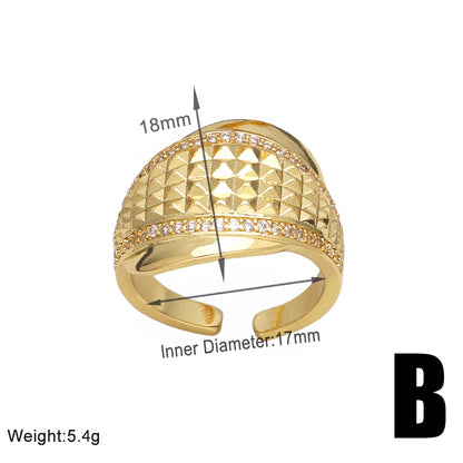 Wholesale Modern Style Simple Style Flower Copper Plating Inlay 18K Gold Plated Zircon Rings