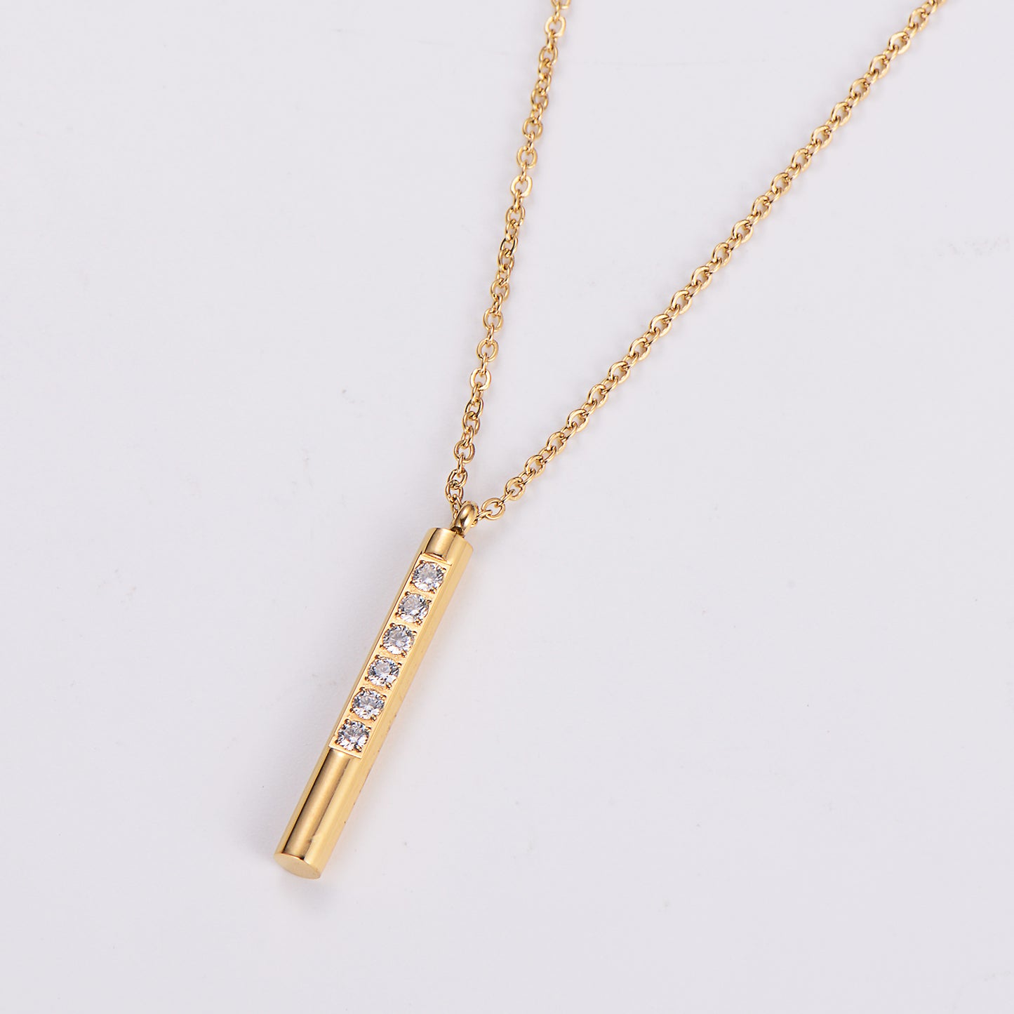 304 Stainless Steel 18K Gold Plated Rose Gold Plated Shiny Plating Inlay Solid Color Rhinestones Pendant Necklace
