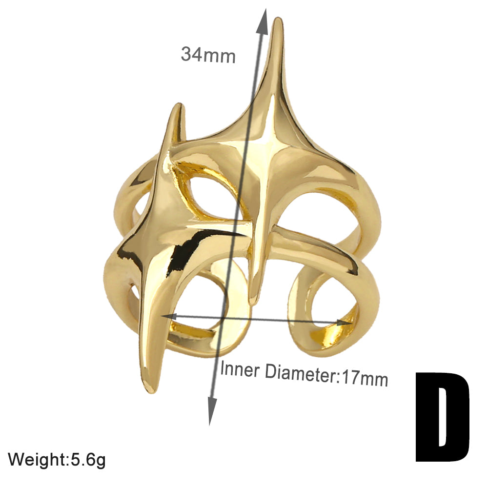 Wholesale Casual Streetwear Geometric Copper Plating Inlay 18K Gold Plated Zircon Rings