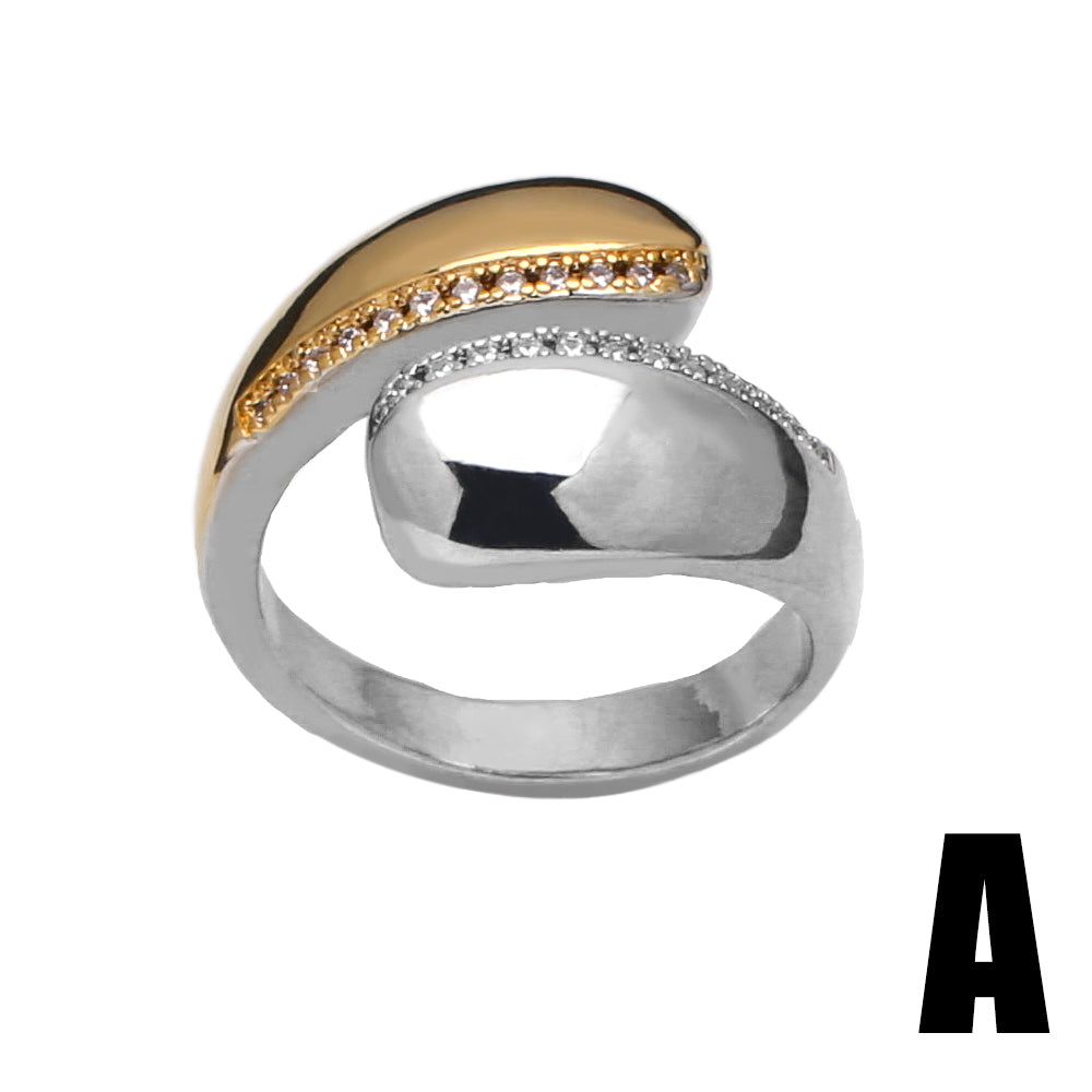 Wholesale Vintage Style Simple Style Geometric Copper Plating Inlay 18K Gold Plated Zircon Rings