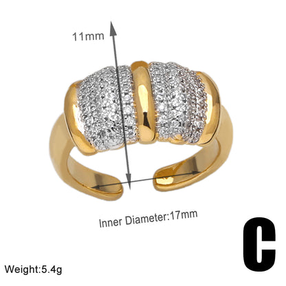 Wholesale Vintage Style Simple Style Geometric Copper Plating Inlay 18K Gold Plated Zircon Rings