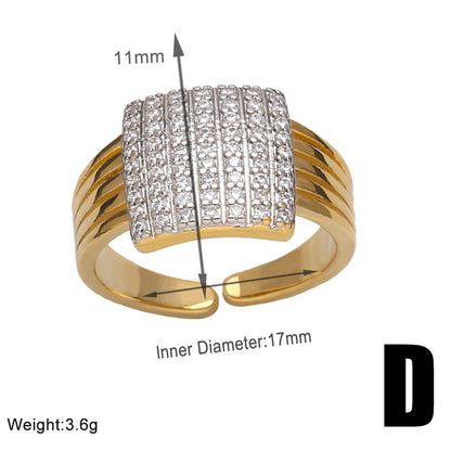 Wholesale Vintage Style Simple Style Geometric Copper Plating Inlay 18K Gold Plated Zircon Rings