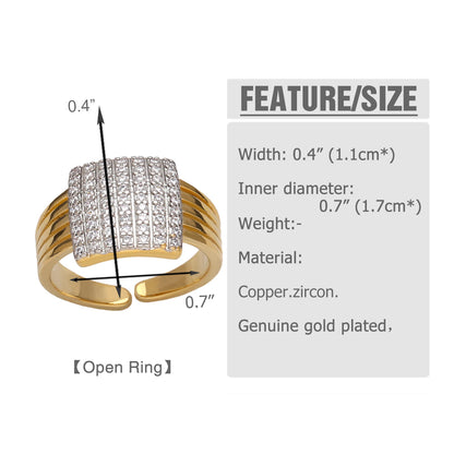 Wholesale Vintage Style Simple Style Geometric Copper Plating Inlay 18K Gold Plated Zircon Rings