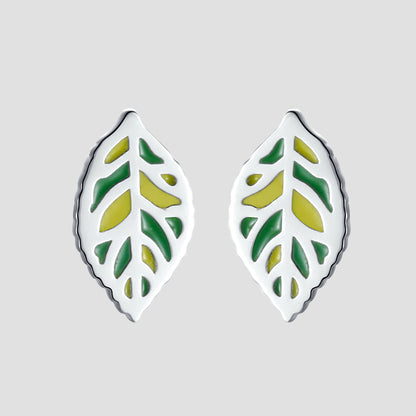 1 Pair Pastoral Leaf Sterling Silver Ear Studs