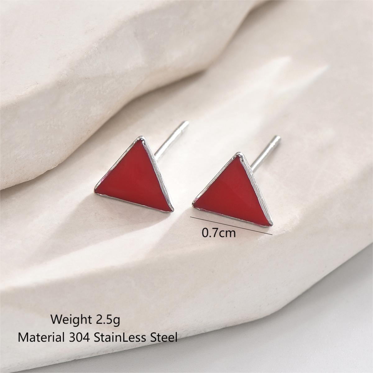 1 Pair Casual Modern Style Simple Style Triangle Enamel Plating Stainless Steel 14K Gold Plated Ear Studs