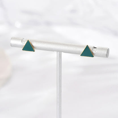1 Pair Casual Modern Style Simple Style Triangle Enamel Plating Stainless Steel 14K Gold Plated Ear Studs