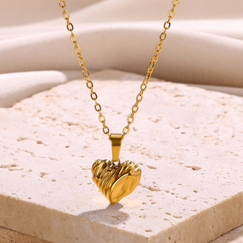 304 Stainless Steel 18K Gold Plated Simple Style Plating Heart Shape Shell Pendant Necklace