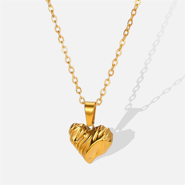 304 Stainless Steel 18K Gold Plated Simple Style Plating Heart Shape Shell Pendant Necklace