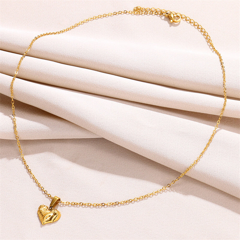 304 Stainless Steel 18K Gold Plated Simple Style Plating Heart Shape Shell Pendant Necklace