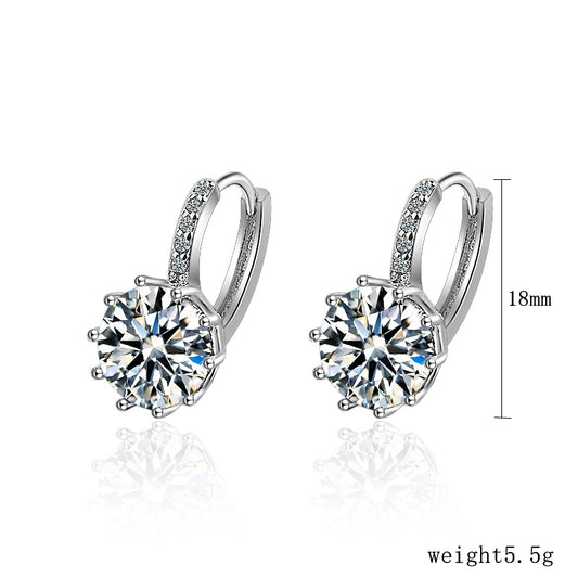 1 Pair Elegant Geometric Inlay Sterling Silver Zircon Silver Plated Drop Earrings