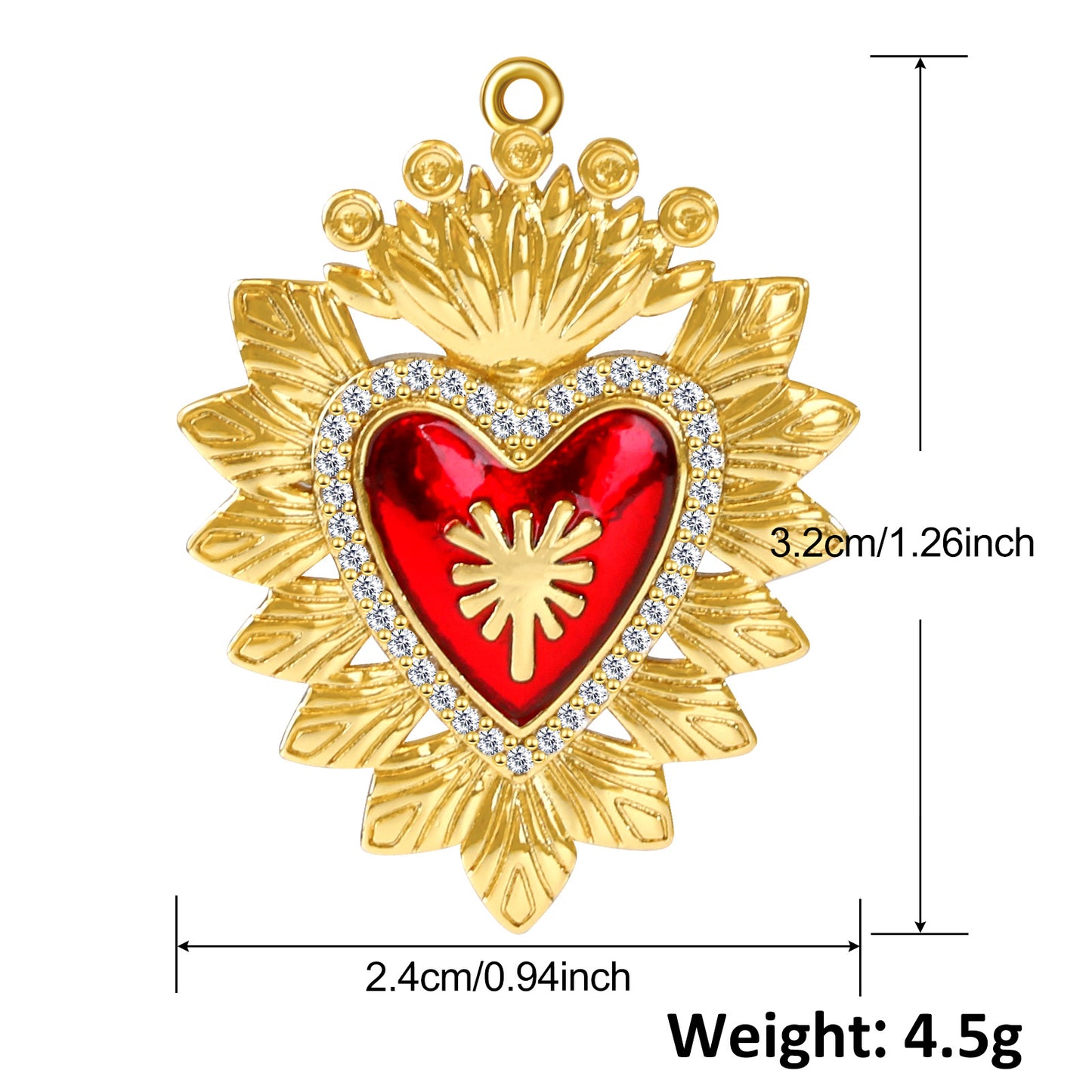 1 Piece 15*28mm 20*17mm 30*14mm Copper Gem Gold Plated Cross Heart Shape Wings Polished Pendant